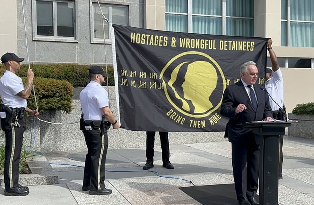 Deputy Secretary of State Kurt Campbell gives remarks at a flag raising at the State Department on March 8, 2024.