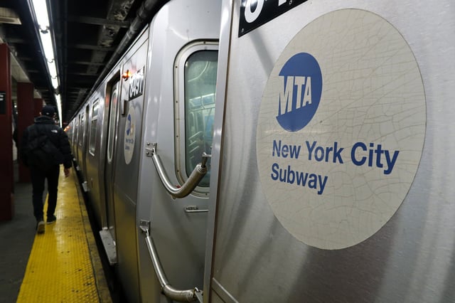 Subway train pulls into a station on March 6, 2018 in New York City.
