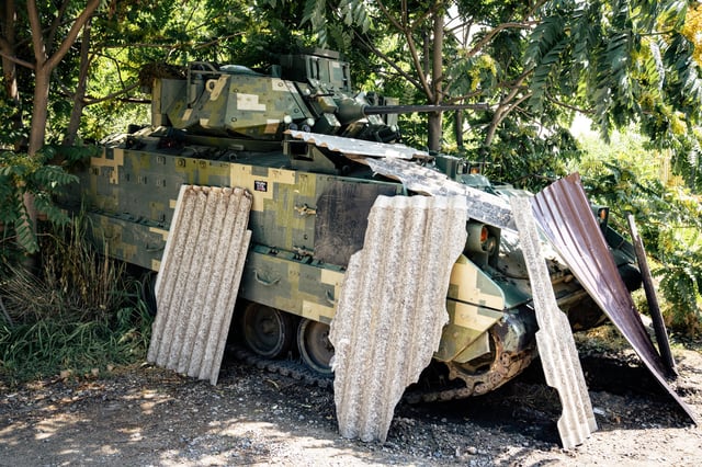 US-made Bradley IFV at position in Zaporizhzhia