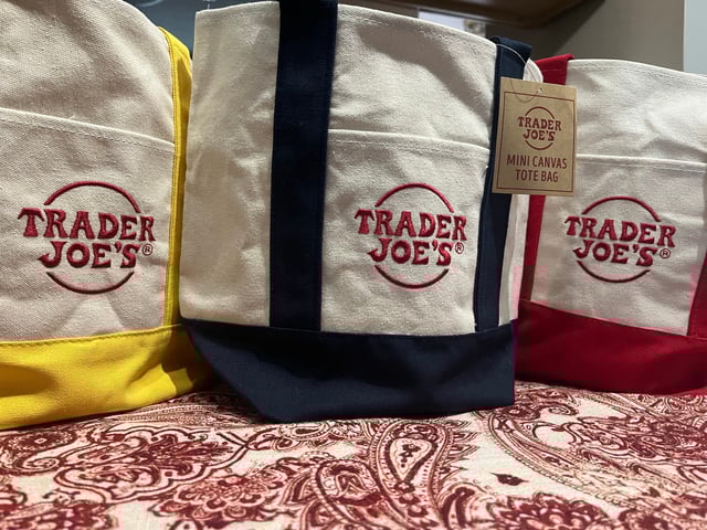 Up close look at Trader Joe's Canvas Mini Tote Bags