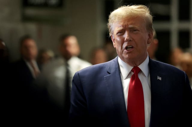 Donald Trump at Manhattan Criminal Court in New York City, on Feb. 15, 2024.