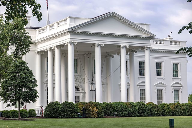 Exterior view of the Northern side of the White House in Washington, DC.