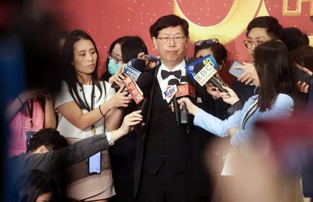 Young Liu, chairman and chief executive officer of Foxconn Technology Group, speaks to members of the media ahead of the company’s 50th Anniversary Gala Dinner event in Taipei on February 20, 2024. Photo: Bloomberg