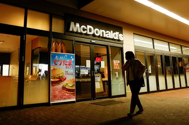 A closed McDonald's restaurant in Nikko, Japan after the company halted its operations due to a system disruption on March 15, 2024. 