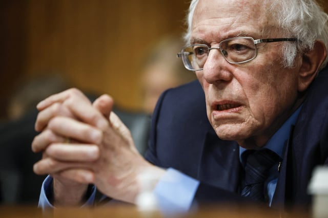 Sen. Bernie Sanders, I-Vt., during a hearing about working hours, in the Dirksen Senate Office Building on Capitol Hill on March 14, 2024.
