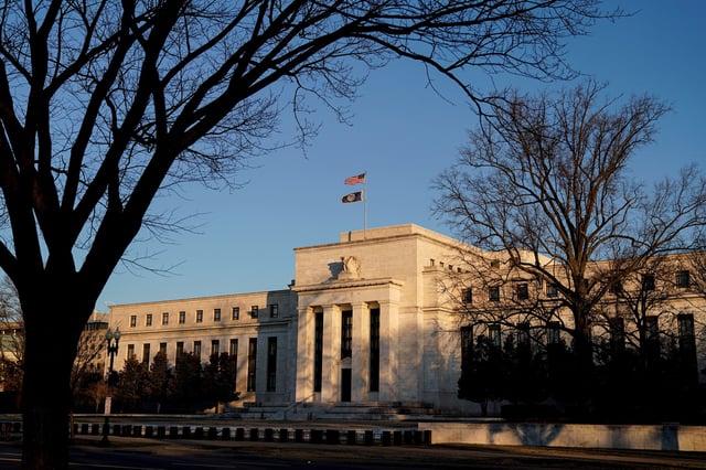 The Federal Reserve building is seen before the Federal Reserve board is expected to signal plans to raise interest rates in March as it focuses on fighting inflation in Washington, U.S., January 26, 2022.