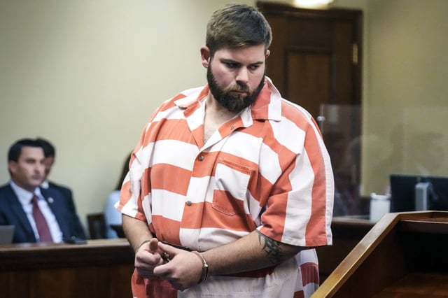 Former Rankin County sheriff’s deputy Daniel Opdyke appears in the Rankin County Circuit Court in Brandon, Miss., on Aug. 14, 2023.