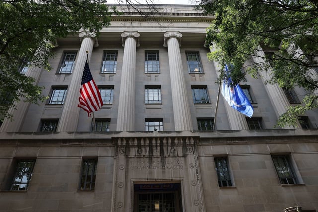 The US Department of Justice is seen on July 25, 2023 in Washington, DC.