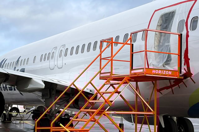 Alaska Airlines Flight 1282 Boeing 737-9 MAX on Jan. 7, 2024 in Portland, Ore.