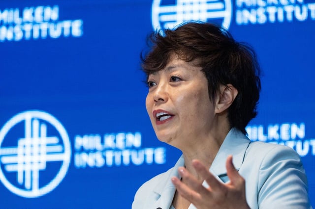 Stella Li, vice president of BYD, during the Milken Institute Global Investors’ Symposium in Hong Kong on March 26, 2024. Photo: Bloomberg