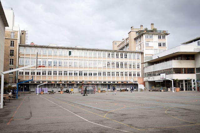 Mandatory Credit: Photo by Lafargue Raphael/ABACA/Shutterstock (14375670s)
View of the Maurice Ravel high school in Paris on March 5, 2024 during a visit of the French education minister after a teacher headmaster is threatened with death after asking students to take off their veil.
Nicole Belloubet visits the Maurice Ravel high school - Paris, France - 05 Mar 2024