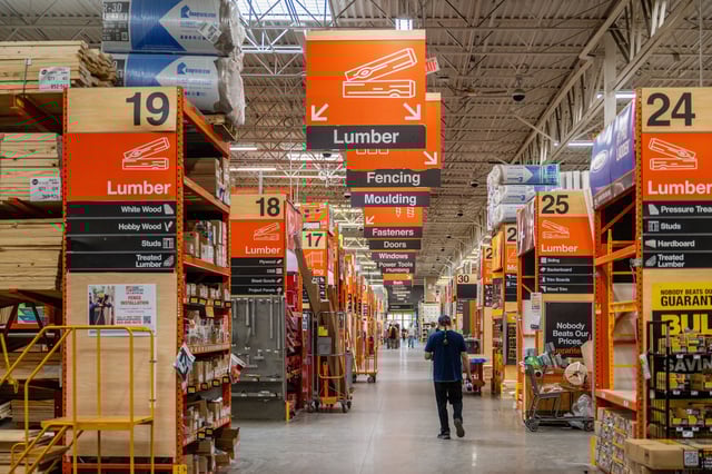 A customer walks through The Home Depot store on February 20, 2024 in Austin, Texas.