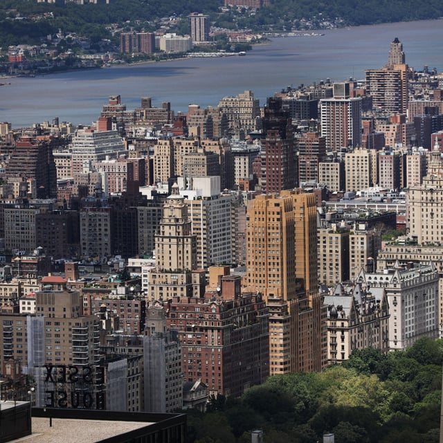 Buildings, both residential and commercial, give form to the iconic Manhattan skyline on June 13, 2019 in New York City. High housing costs may have contributed to a rise in squatting, according to a new bill in New York state.