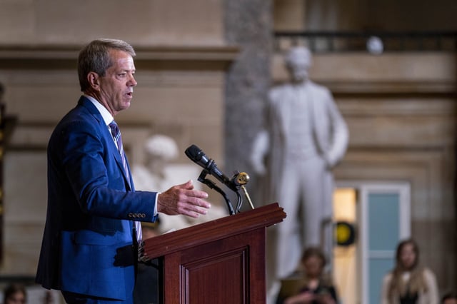 James Pillen during an unveiling ceremony for the Congressional statue of Willa Cather, in Statuary Hall on Capitol Hill, on June 7, 2023. 