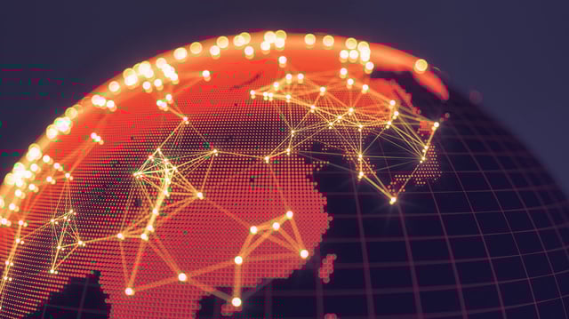 Abstract globe with lights and networks.