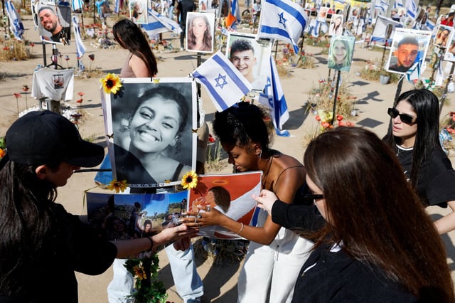 People visit the site of the Nova festival, six months after the deadly October 7 attack on Israel. Photo: Reuters