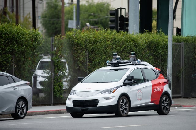 Autonomous vehicles returning to Cruise facility on July 24, 2020 in San Francisco, Calif.
