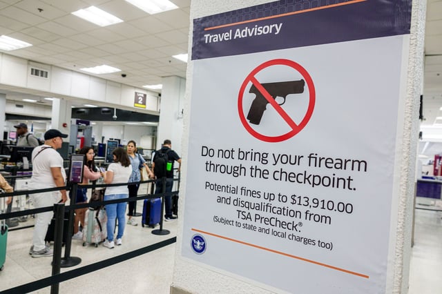 Miami, Florida, Miami International Airport, security screening, do not bring firearm through checkpoint.