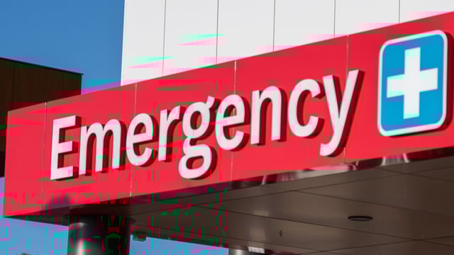 An emergency sign at a hospital in Sydney.