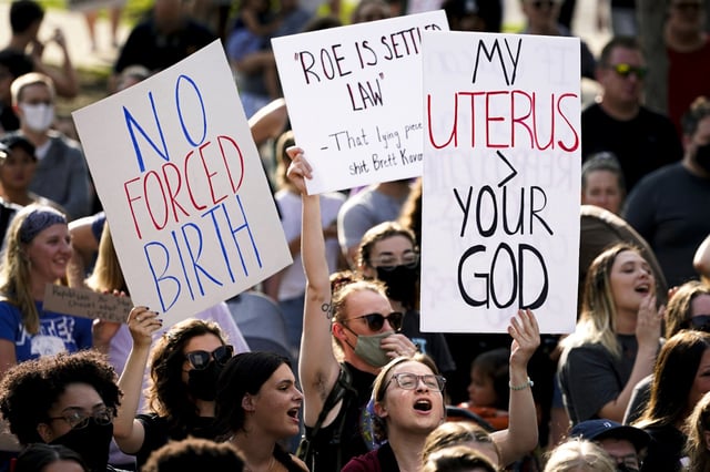 Abortion-rights protesters in June 24, 2022, in Des Moines, Iowa.