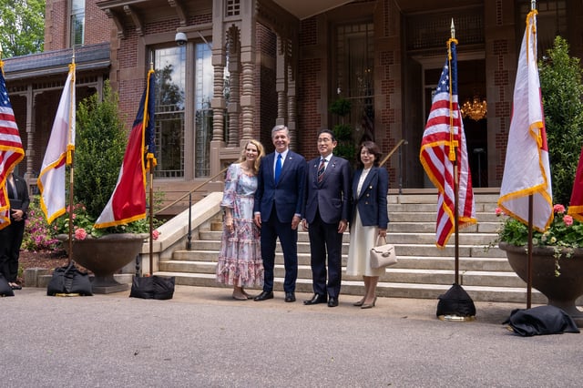 Japanese Prime Minister Fumio Kishida and his wife Yuko Kishida joined Gov. Cooper and First Lady Kristin Cooper for a luncheon at the executive mansion on April 12, 2024