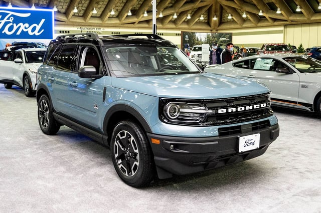 Mandatory Credit: Photo by Michael Brochstein/SOPA Images/Shutterstock (12781881ch)
A 2022 Ford Bronco Sport Outer Banks 4x4 seen displayed during the 2022 Maryland Auto Show at The Baltimore Convention Center.
2022 Maryland Auto Show at The Baltimore Convention Center in Baltimore, US - 28 Jan 2022