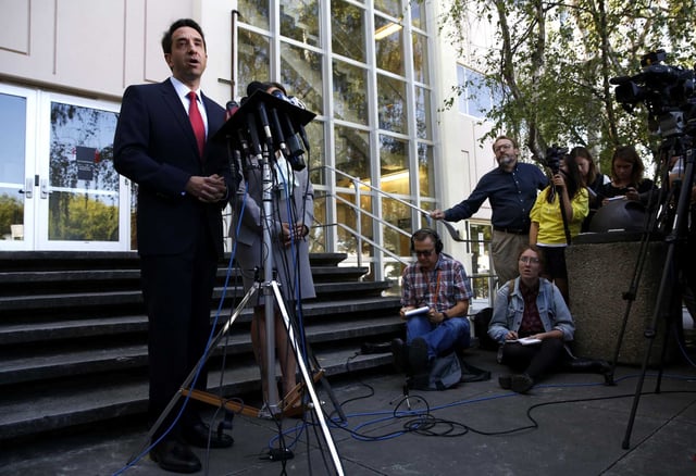 Santa Clara District Attorney Jeff Rosen outside the Santa Clara County Superior Court. His office charged reality TV star Charles “Todd” Hill of laundering millions of dollars meant for extravagant renovations to pay for a leased San Francisco apartment, luxury hotels, vacations and high-end vehicles.