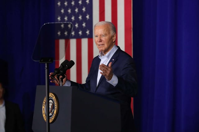 President Joe Biden speaks to a crowd in Scranton, Pennsylvania.