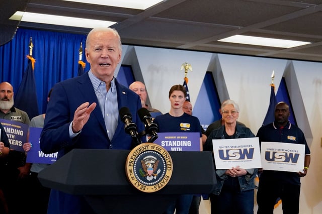 President Joe Biden speaks in Pittsburgh on April 17, 2024.
