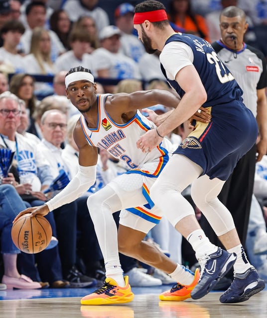 NBA MVP finalist Shai Gilgeous-Alexander had a game-high 28 points in the Oklahoma City Thunder's Game 1 win over the New Orleans Pelicans.