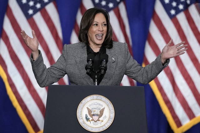 Vice President Kamala Harris speaks at the International Union of Painters and Allied Trades District Council 7, Monday, Jan. 22, 2024, in Big Bend, Wis. Harris plans to return to Wisconsin next week for her third visit to the battleground state this year. President Joe Biden's campaign announced Thursday, April 18, that Harris plans to campaign in La Crosse on Monday at an event focused on abortion rights (AP Photo/Morry Gash, File)