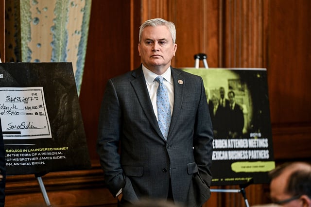 In this November 2023 photo, Rep. James Comer participates in a news conference on an impeachment inquiry into President Joe Biden, at the Capitol in Washington, DC.