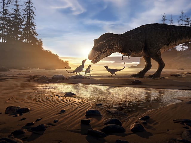 An image from "Prehistoric Planet," an immersive series shot for viewing on the Apple Vision Pro.