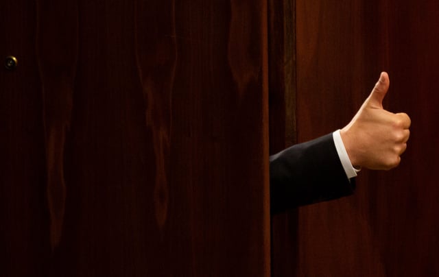 Speaker of the House Ben Toma votes "aye" with a thumbs up during a legislative session at the Arizona House of Representatives in Phoenix on April 24, 2024.