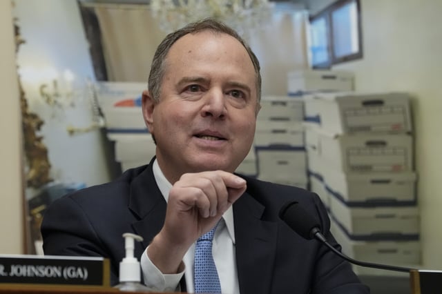 Rep. Adam Schiff (D-CA) speaks during a House Judiciary Committee hearing with Department of Justice Special Counsel Robert Hur, Tuesday March 12, 2024, on Capitol Hill in Washington. (AP Photo/Jacquelyn Martin)