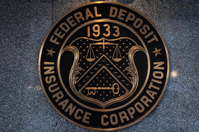 The Federal Deposit Insurance Corp. (FDIC) headquarters in Washington, DC, US, on Wednesday, Aug. 23, 2023. US banking watchdogs will next week propose requiring that banks with as little as $100 billion in assets issue enough long-term debt to cover capital losses if they ever failed. Photographer: Nathan Howard/Bloomberg