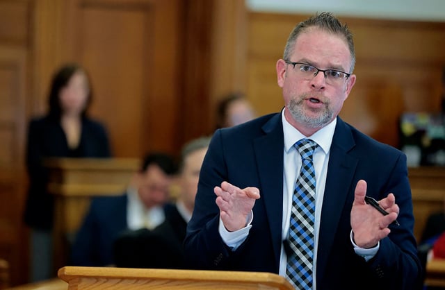 Assistant District Attorney Adam Lally gives his opening statement as the murder trial for Karen Read begins in Norfolk County Superior Court on April 29, 2024.