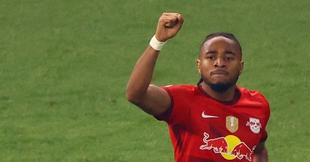 Soccer Football - DFB Cup - Final - RB Leipzig v Eintracht Frankfurt - Olympiastadion, Berlin, Germany - June 3, 2023   RB Leipzig's Christopher Nkunku celebrates scoring their first goal REUTERS/Fabrizio Bensch/File Photo