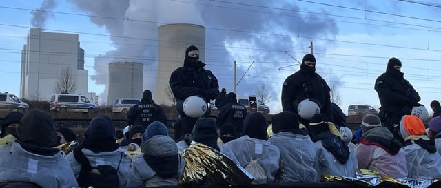 Climate activists protest against a coal fired power station in Lutzerath in Germany last year.