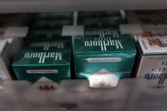 MIAMI - MARCH 30: Menthol cigarettes are seen for sale on a shelf at a Quick Stop store on March 30, 2010 in Miami, Florida. Today in Washington, DC a public hearing began before a committee of outside experts that advises the Food and Drug Administration as they weigh the evidence of menthol's impact on smokers' use and health. The FDA could eventually ban or phase out the menthol cigarettes that some experts say can be more enticing and possibly addicting than regular cigarettes. (Photo by Joe Raedle/Getty Images)