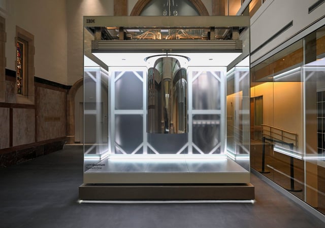 An IBM Quantum System One, the first commercially available circuit-based quantum computer, pictured at a US university last month. Quantum computing is one of the areas covered by Aukus Pillar Two Photo: AP