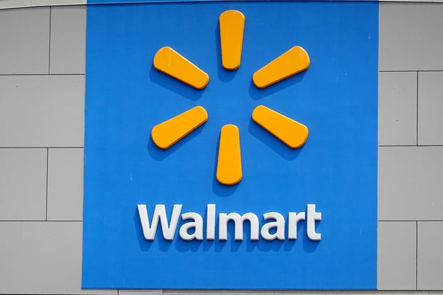 CHICAGO, ILLINOIS - MAY 18: The company logo is shown on the front of the building at a Walmart store on May 18, 2023 in Chicago, Illinois. Walmart, the world's largest retailer, today reported first-quarter same-store sales growth that beat expectations and the company raised its full-year forecast. (Photo by Scott Olson/Getty Images)