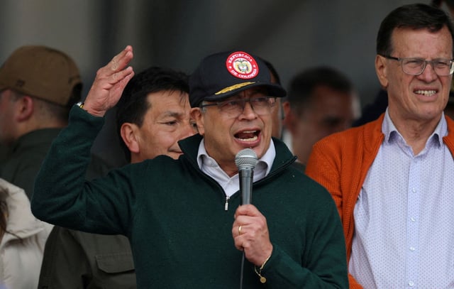 Colombia's President Gustavo Petro at a rally in Bogota, Colombia, on May 1, 2024.