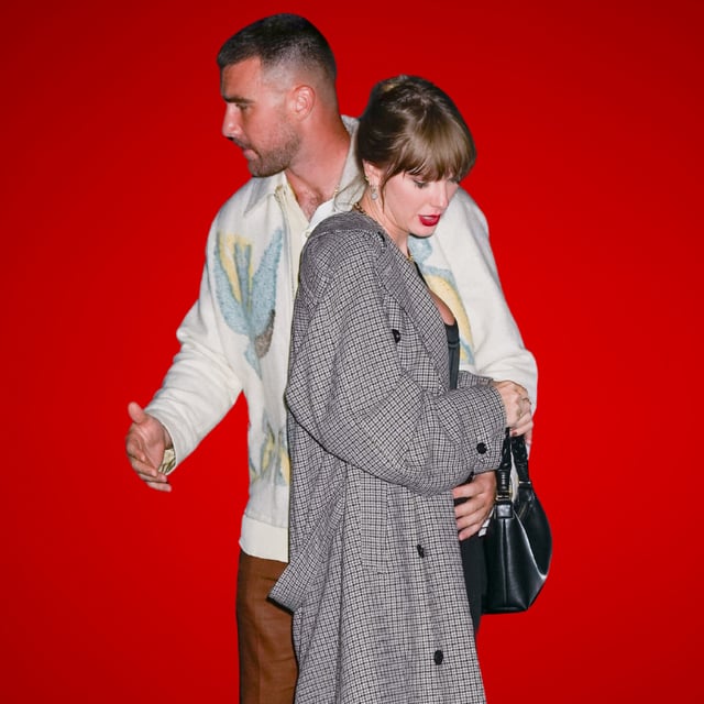 Travis Kelce and Taylor Swift are seen leaving the SNL after party on October 15, 2023 in New York City. Their PDA in Las Vegas went viral.
