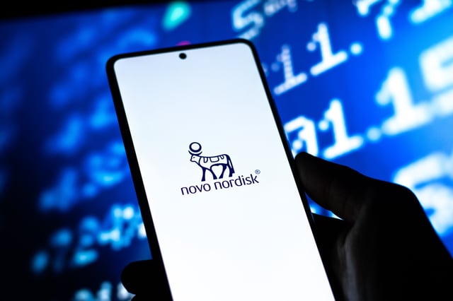 Novo Nordisk West Bangal, India - April 20, 2022 : Novo Nordisk logo on phone screen stock image.