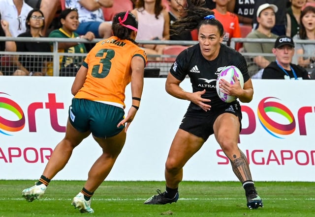 Portia Woodman-Wickliffe was characteristically influential in her team’s success against Australia. Photo: AFP