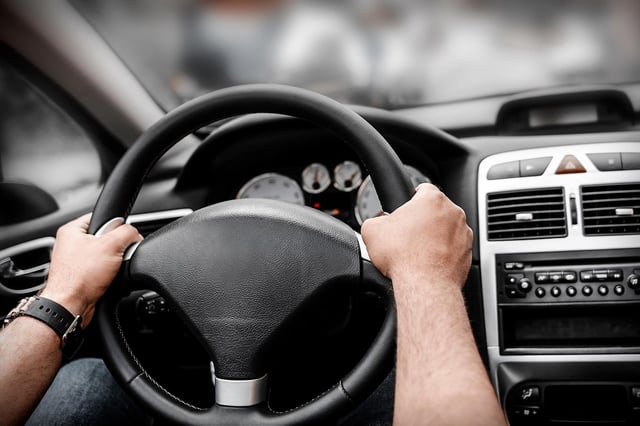 Car Driver Behind Wheel