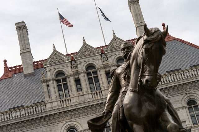 The New York State Capitol building, meeting place of the New York State Assembly, in Albany, New York on August 3, 2021.