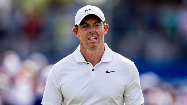 Apr 28, 2024; Avondale, Louisiana, USA; Rory McIlroy lines up a putt on the green on the 18th hole during the final round of the Zurich Classic of New Orleans golf tournament. Mandatory Credit: Stephen Lew-USA TODAY Sports