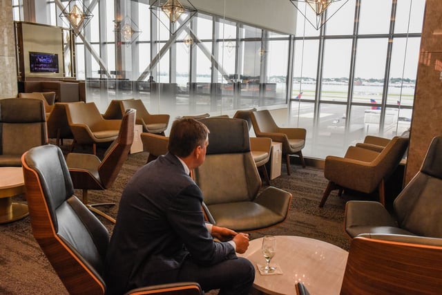 The Sky Lounge during a tour of Delta Air Lines Terminal C at LaGuardia Airport (LGA) in the Queens borough of New York, US, on Wednesday, June 1, 2022. Delta Air Lines said it will trim about 100 flights a day in the US and Latin America from July 1 through Aug. 7 to help it recover faster from bad weather, higher-than-expected worker absences and other issues that have rattled recent operations. Photographer: Stephanie Keith/Bloomberg
